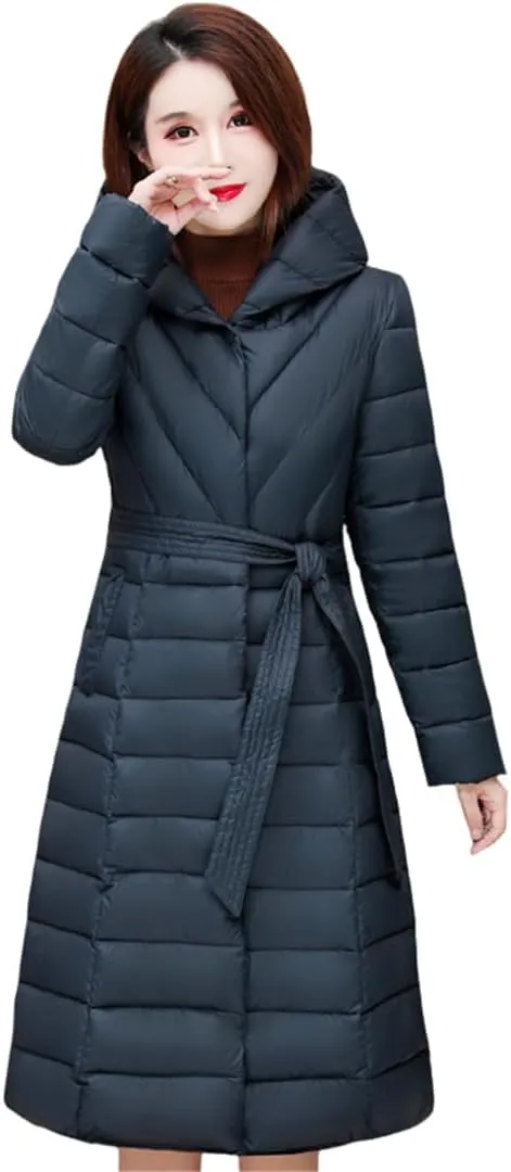 Womens Long Cotton-Padded Coat Hooded Long Sleeve Slim Parkas Jacket Outwear