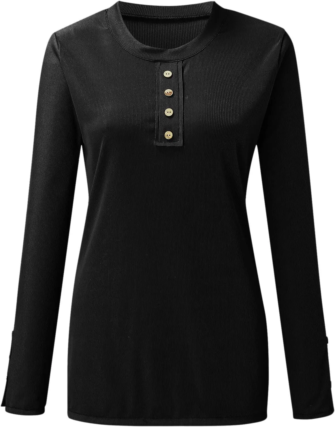 Womens Long Sleeve Henley Shirts 2024 Fall Fashion U Neck Basic Button Up Shirts Casual Comfy Slim Fit Pullover Tops