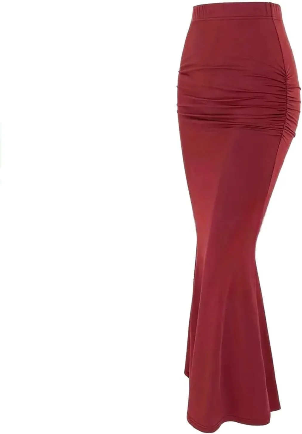 Womens Maxi Long Pencil Skirt High Waisted Stretch Ruched Fishtail Bodycron Elastic Waistband Casual Skirts