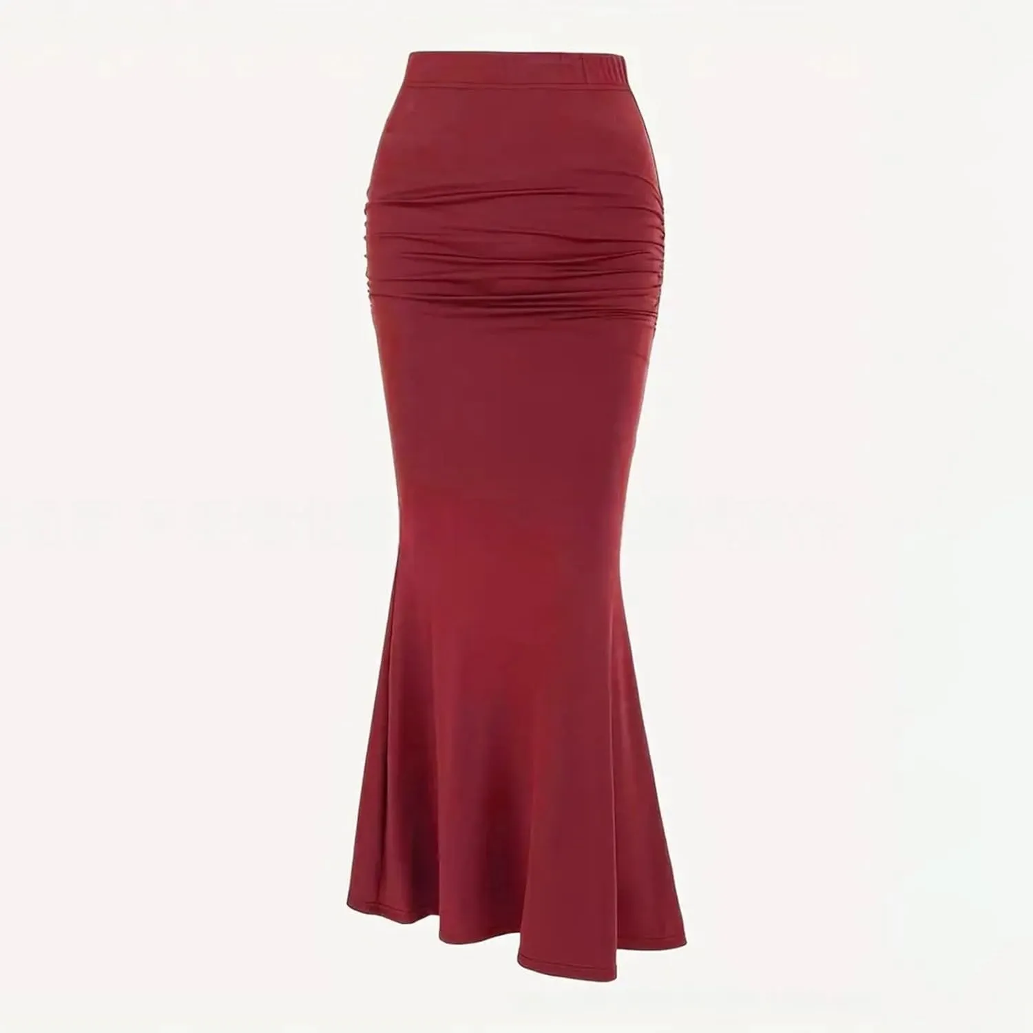 Womens Maxi Long Pencil Skirt High Waisted Stretch Ruched Fishtail Bodycron Elastic Waistband Casual Skirts