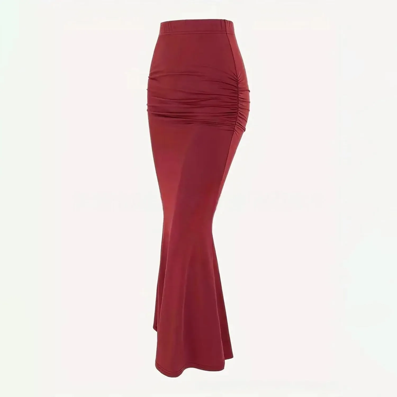 Womens Maxi Long Pencil Skirt High Waisted Stretch Ruched Fishtail Bodycron Elastic Waistband Casual Skirts