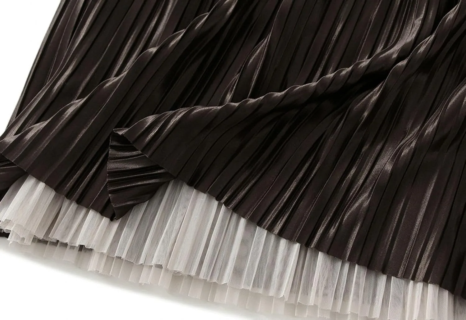 Women's Ombre Pleated Midi Skirt Elegant Gradient Tulle Skirts Elastic High Waist Flowy Skirt Summer Casual Skirts
