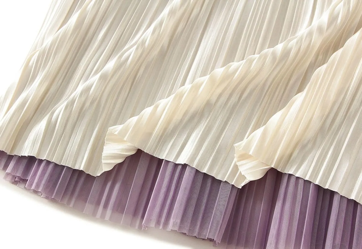Women's Ombre Pleated Midi Skirt Elegant Gradient Tulle Skirts Elastic High Waist Flowy Skirt Summer Casual Skirts