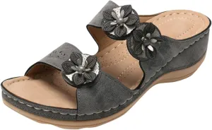 Women's Orthopedic Wedge Walking Sandals with Arch Support Anti Slip Breathable Slip On Flip Flops Dressy Comfy Platform for Summer Beach Travel