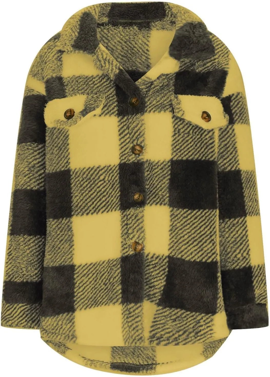 Womens Oversiezd Flannel Fleece Jackets Lightweight Trendy Color Block Plaid Coats Comfortable Loose Casual Outwears