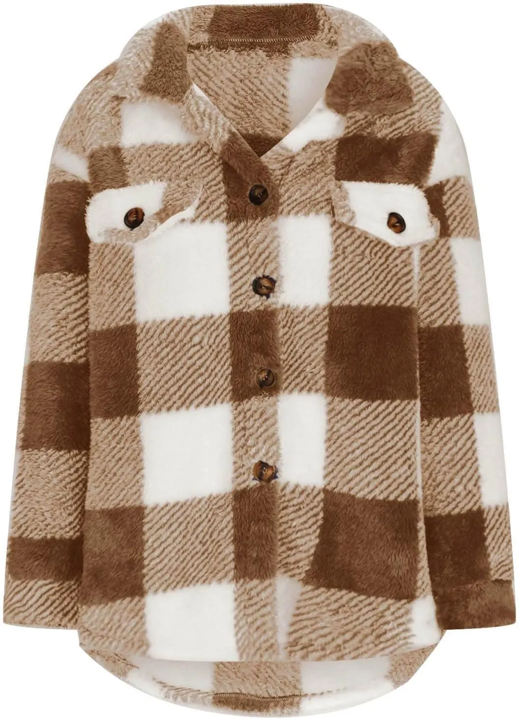 Womens Oversiezd Flannel Fleece Jackets Lightweight Trendy Color Block Plaid Coats Comfortable Loose Casual Outwears