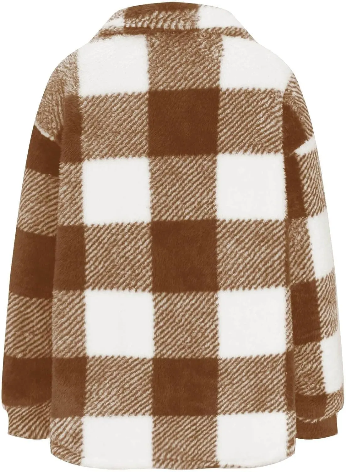 Womens Oversiezd Flannel Fleece Jackets Lightweight Trendy Color Block Plaid Coats Comfortable Loose Casual Outwears