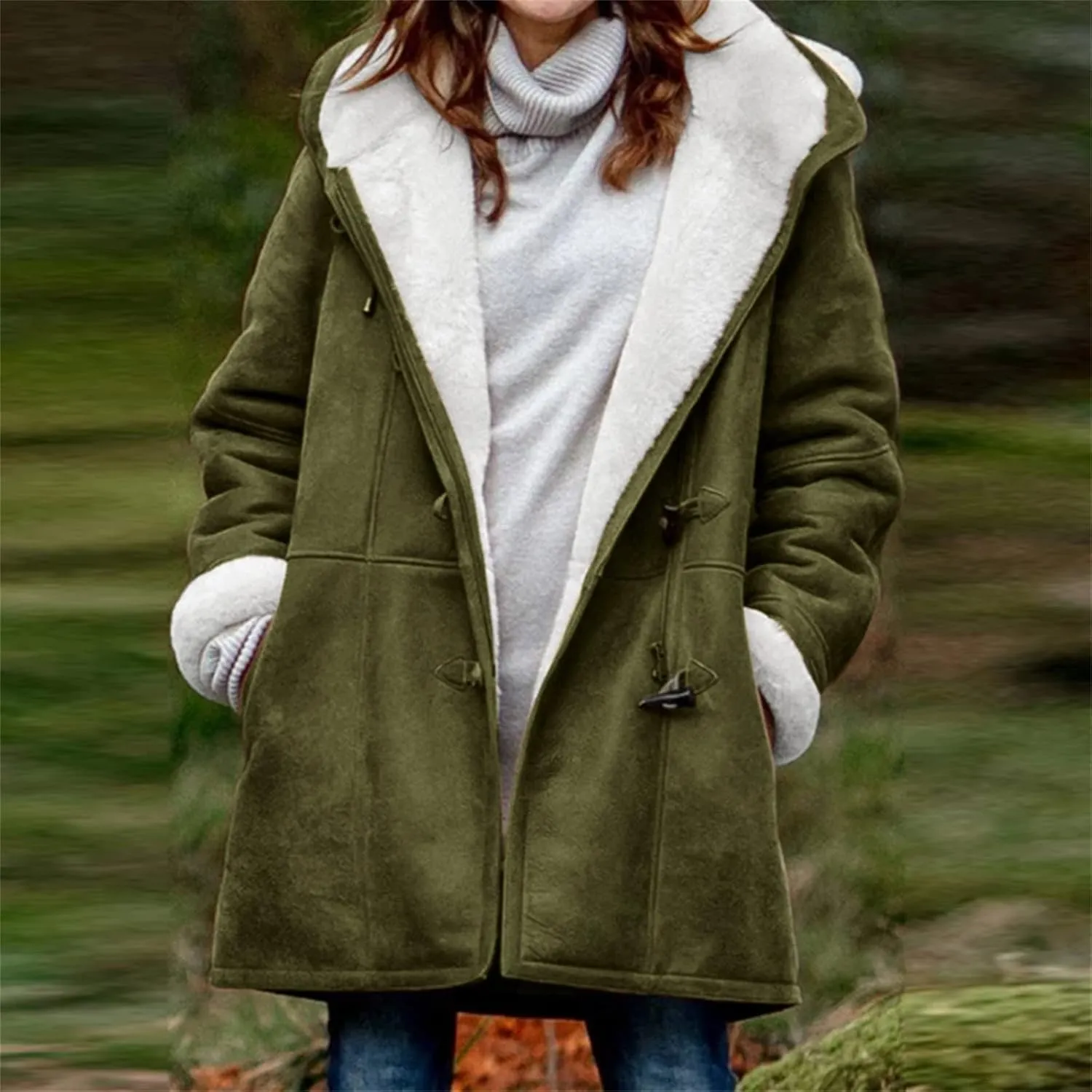 Womens Oversized Winter Coat Faux Suede Jacket Women Plus Size Open Front Cardigan Jacket Fleece Lined Sherpa Jacket
