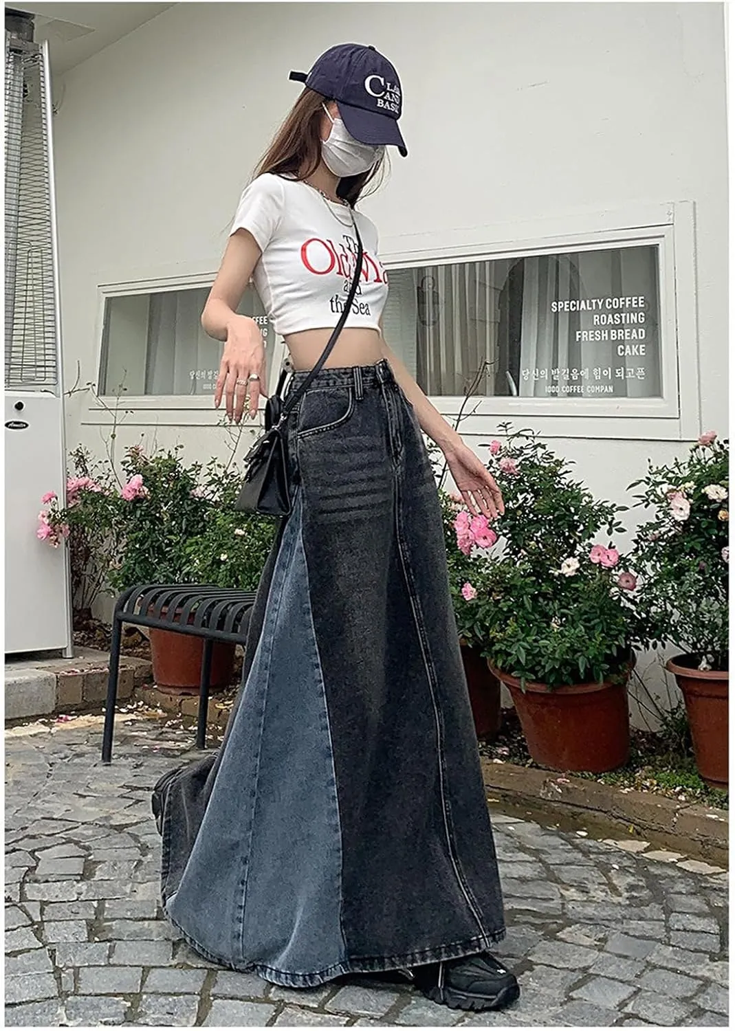 Women's Pleated A-line midi Skirt with Elastic Waist Buckle Front Skirt, Casual Open Front, Women's Pocket Long Skirt
