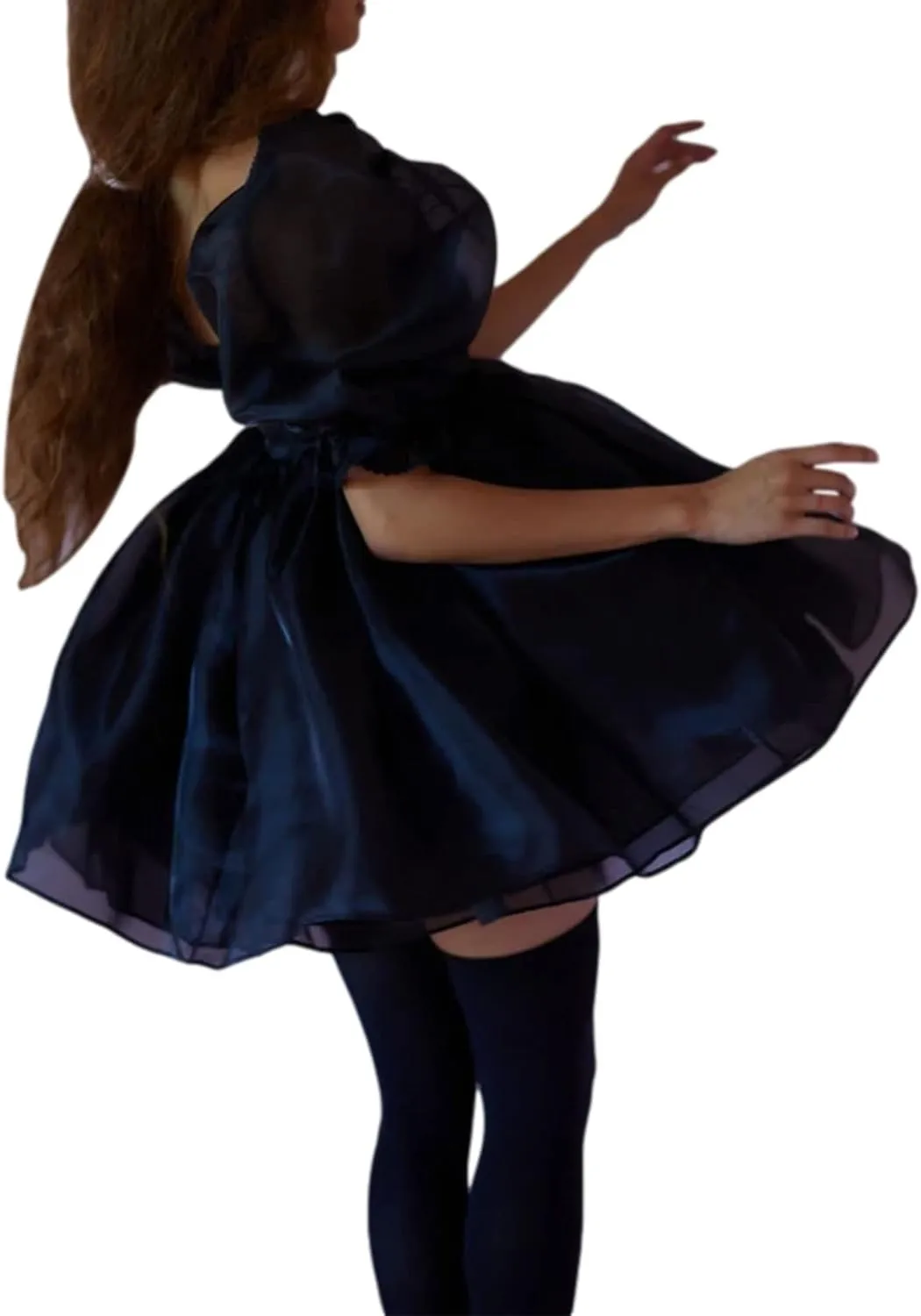 Womens Puff Sleeve Square Neck Puffy Dress Babydoll Mesh Mini Dress High Rise Flare Organza Party Dress