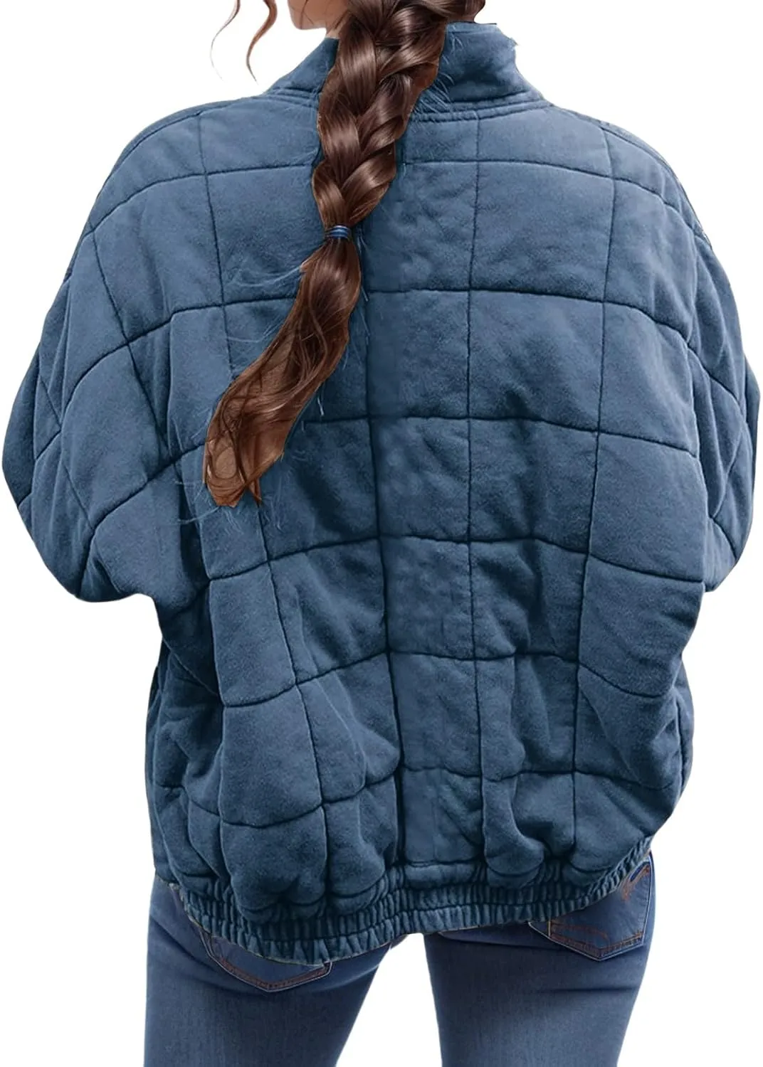Women's Quilted Lightweight Jackets Puffer Winter Warm Zippper Coats Loose Casual Windproof Outwear Cropped Tops