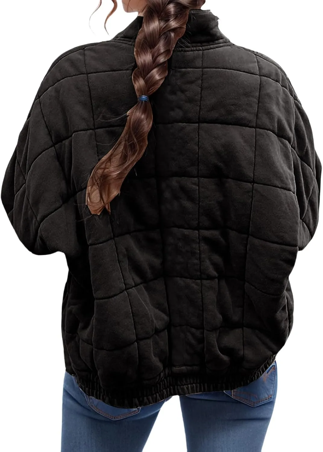 Women's Quilted Lightweight Jackets Puffer Winter Warm Zippper Coats Loose Casual Windproof Outwear Cropped Tops