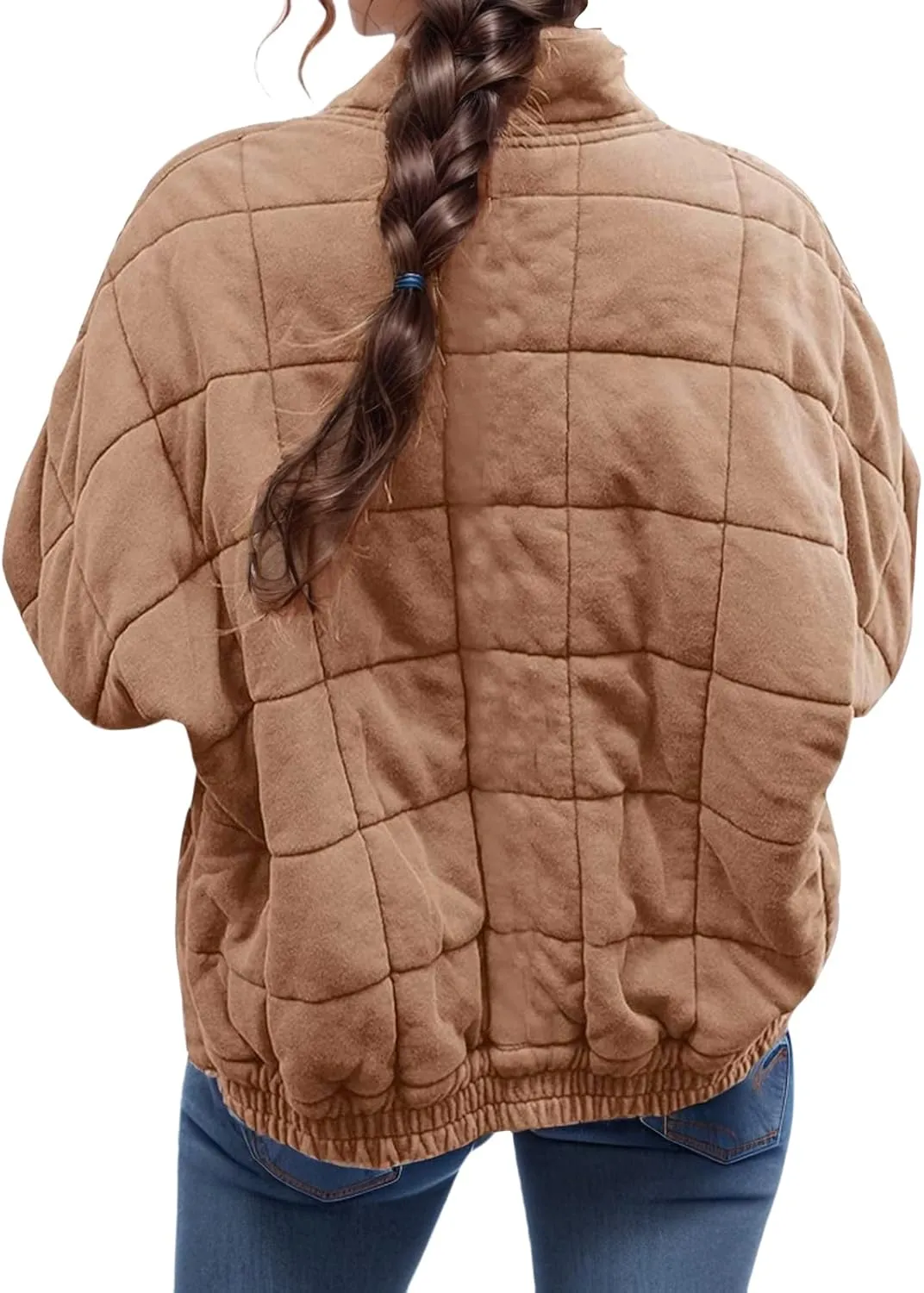Women's Quilted Lightweight Jackets Puffer Winter Warm Zippper Coats Loose Casual Windproof Outwear Cropped Tops