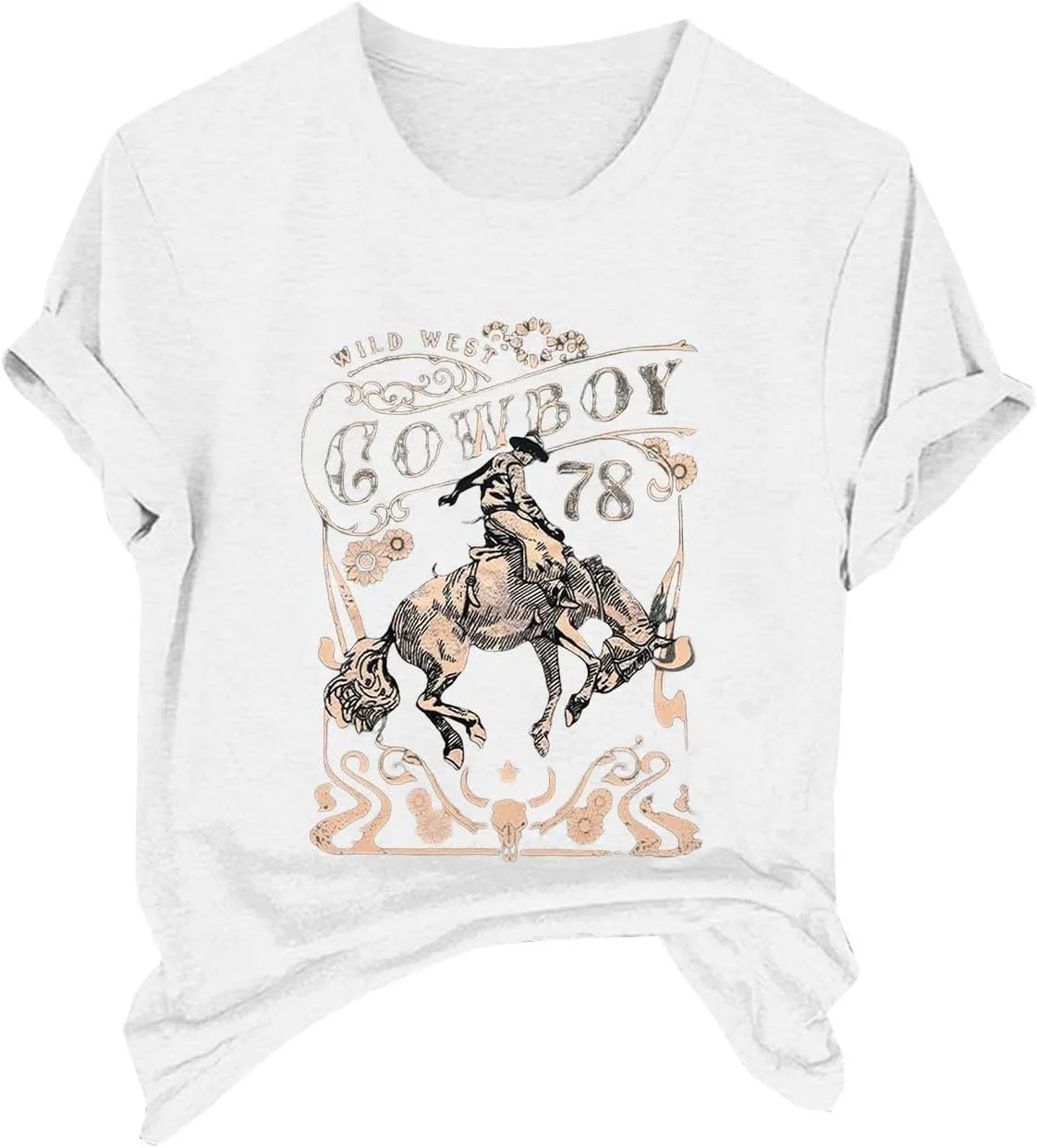 Womens Shirts Summer Cotton Short Sleeve Crew Neck Basic Tee Cute Vintage Print Casual Loose Fit Trendy Pullover Tops
