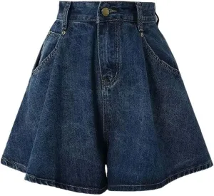 Womens Skirts High Waist Wide Leg Denim Shorts with A-Line Cut, Flattering and Comfortable for Daily Wear or Summer