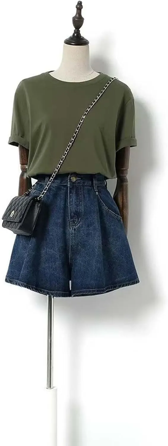 Womens Skirts High Waist Wide Leg Denim Shorts with A-Line Cut, Flattering and Comfortable for Daily Wear or Summer