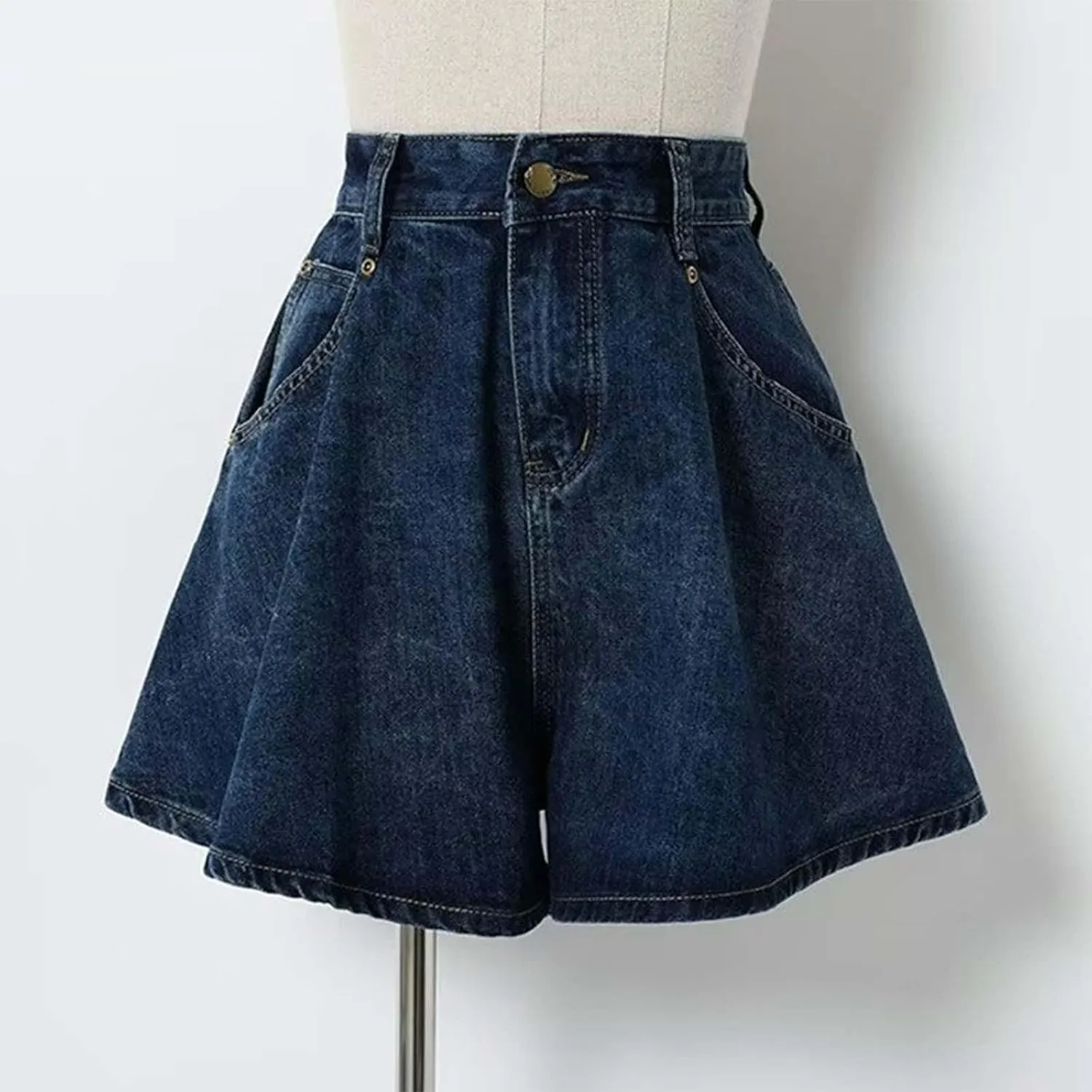 Womens Skirts High Waist Wide Leg Denim Shorts with A-Line Cut, Flattering and Comfortable for Daily Wear or Summer