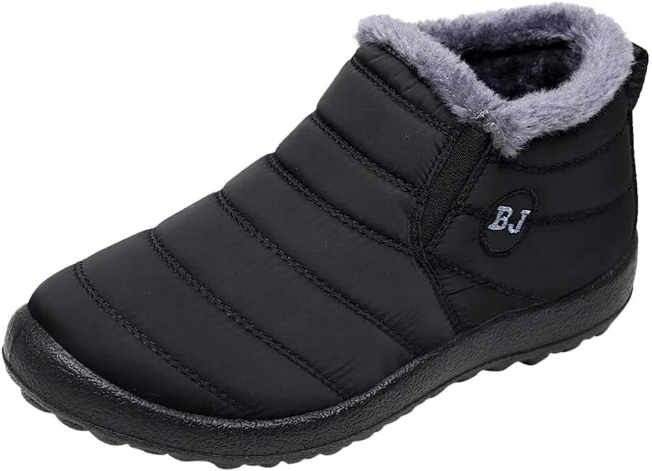Womens Snow Boots Wide Width Snow Boots for Women 8.5 Wide Women's Boots Winter Wide Black Ankle Boots for Women Low Heel Winter Waterproof Womens Boots Insulated