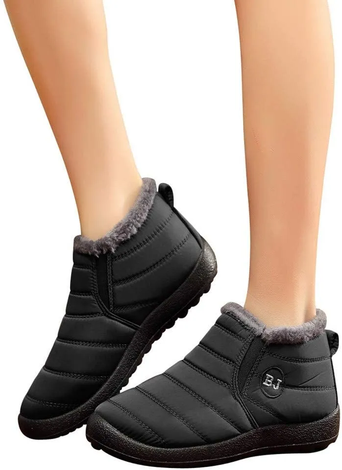 Womens Snow Boots Wide Width Snow Boots for Women 8.5 Wide Women's Boots Winter Wide Black Ankle Boots for Women Low Heel Winter Waterproof Womens Boots Insulated