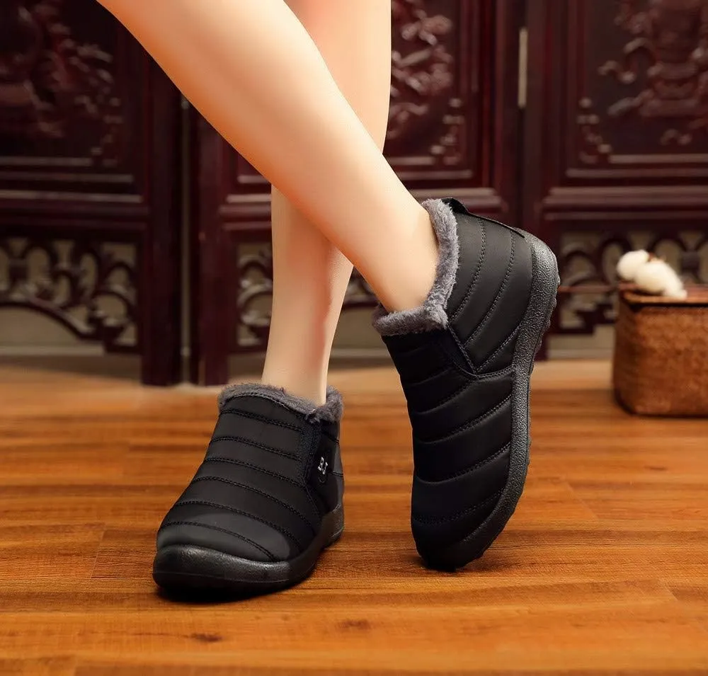Womens Snow Boots Wide Width Snow Boots for Women 8.5 Wide Women's Boots Winter Wide Black Ankle Boots for Women Low Heel Winter Waterproof Womens Boots Insulated