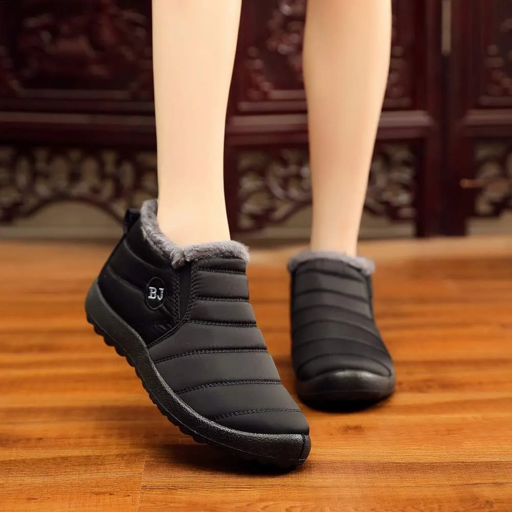 Womens Snow Boots Wide Width Snow Boots for Women 8.5 Wide Women's Boots Winter Wide Black Ankle Boots for Women Low Heel Winter Waterproof Womens Boots Insulated