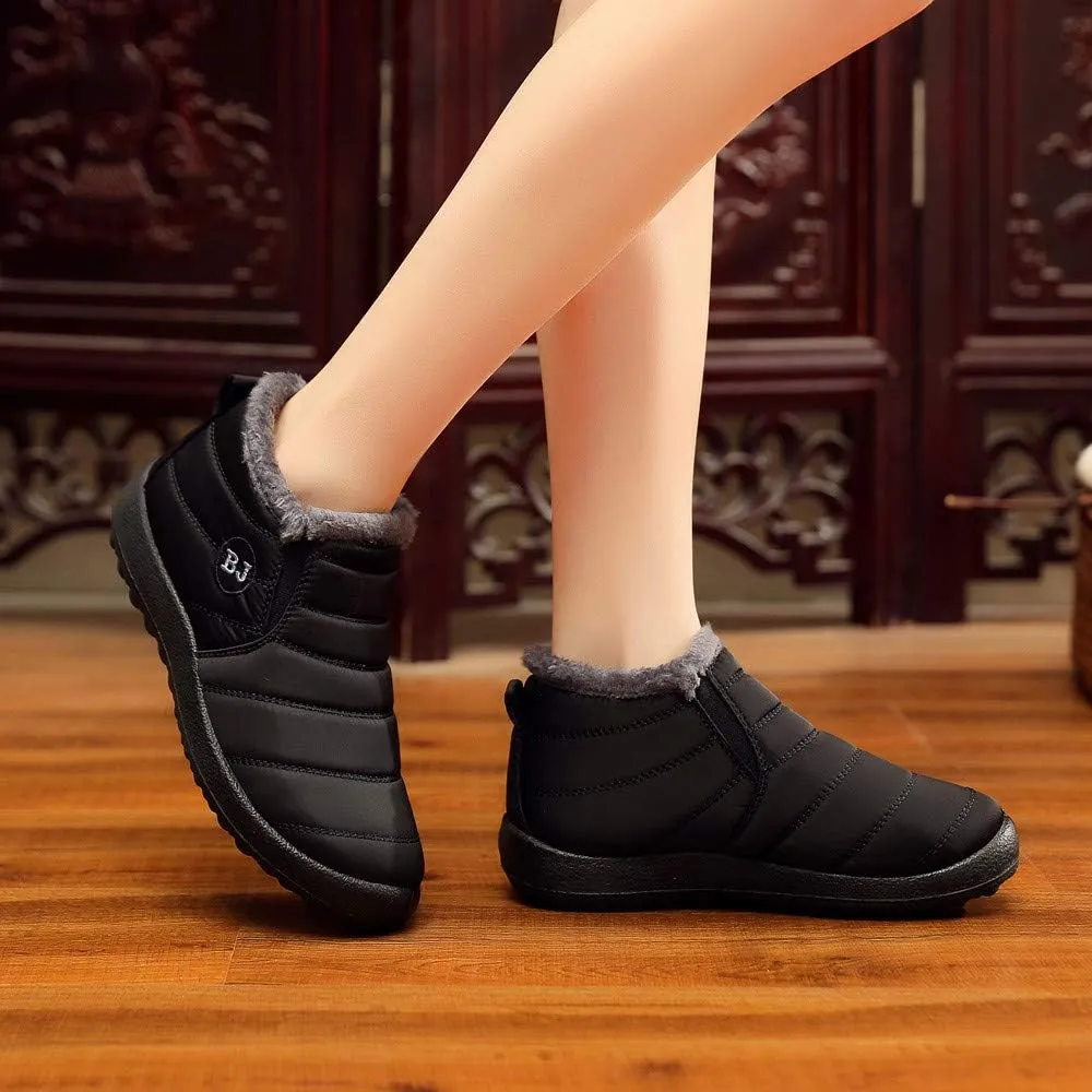 Womens Snow Boots Wide Width Snow Boots for Women 8.5 Wide Women's Boots Winter Wide Black Ankle Boots for Women Low Heel Winter Waterproof Womens Boots Insulated