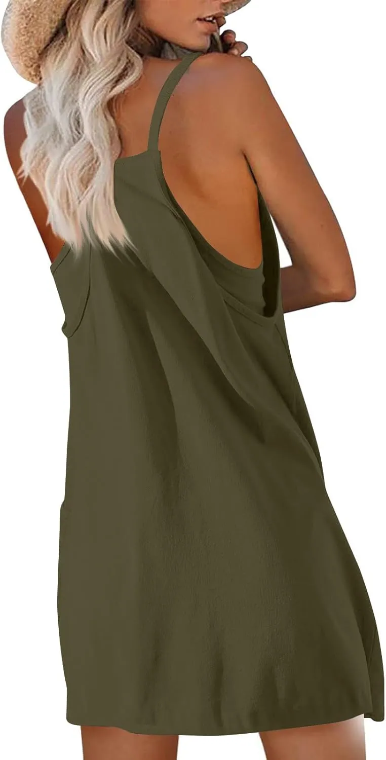 Womens Tennis Dress Workout Mini Dress with Shorts Romper Sleeveless Spaghetti Straps Golf Athletic Dresses