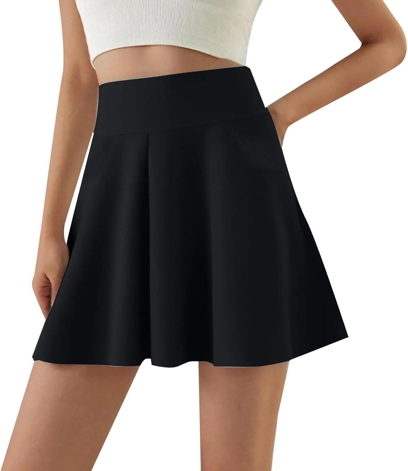 Womens Tennis Skorts Summer Flowy Mini Athletic Golf Skorts Athletic High Waist Pleated Tennis Golf Skort with Pocket