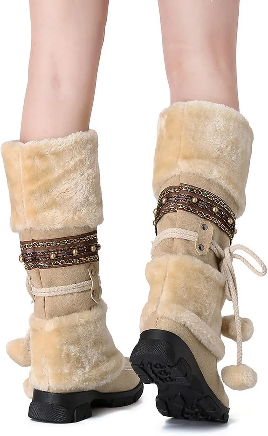 Women's Wide Width Waterproof Snow Boots Winter Walking Boots for Women Waterproof Wide Womens Winter Snow Boots Size 8 Winter Boot Women Slip on Botas Invierno Para Mujer Pie Ancho