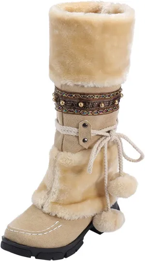 Women's Wide Width Waterproof Snow Boots Winter Walking Boots for Women Waterproof Wide Womens Winter Snow Boots Size 8 Winter Boot Women Slip on Botas Invierno Para Mujer Pie Ancho