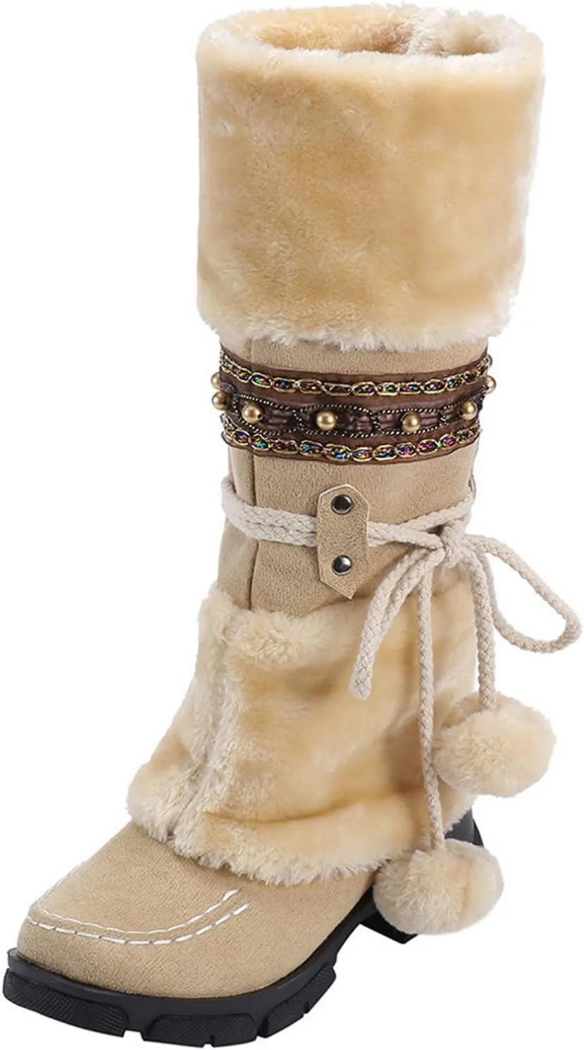 Women's Wide Width Waterproof Snow Boots Winter Walking Boots for Women Waterproof Wide Womens Winter Snow Boots Size 8 Winter Boot Women Slip on Botas Invierno Para Mujer Pie Ancho