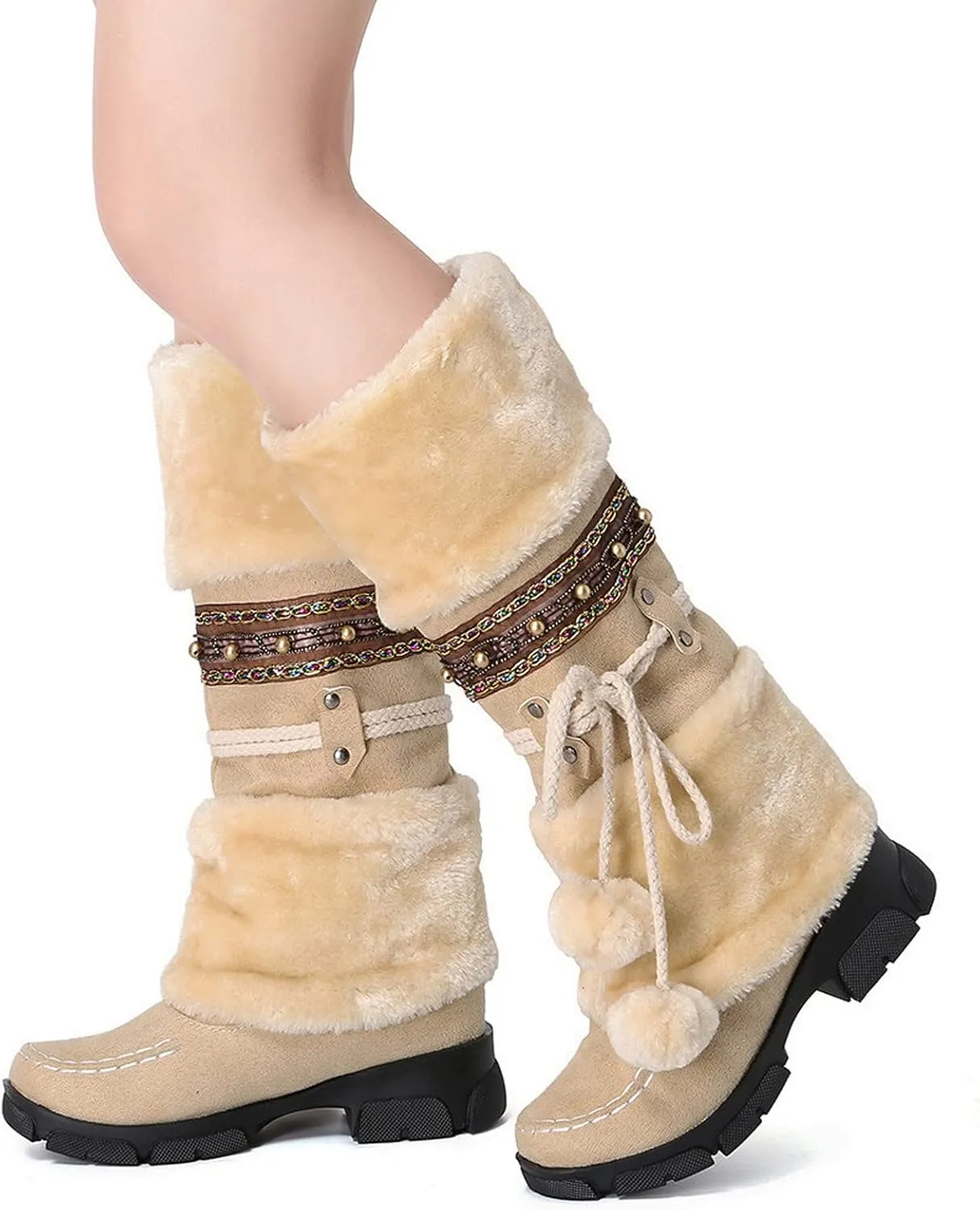 Women's Wide Width Waterproof Snow Boots Winter Walking Boots for Women Waterproof Wide Womens Winter Snow Boots Size 8 Winter Boot Women Slip on Botas Invierno Para Mujer Pie Ancho