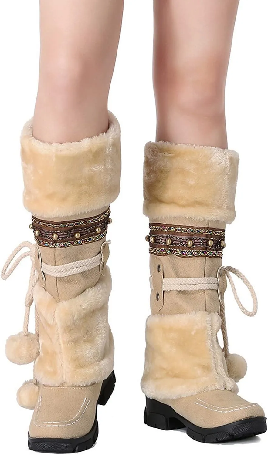 Women's Wide Width Waterproof Snow Boots Winter Walking Boots for Women Waterproof Wide Womens Winter Snow Boots Size 8 Winter Boot Women Slip on Botas Invierno Para Mujer Pie Ancho