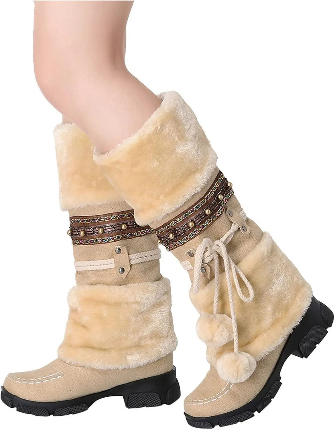 Women's Wide Width Waterproof Snow Boots Winter Walking Boots for Women Waterproof Wide Womens Winter Snow Boots Size 8 Winter Boot Women Slip on Botas Invierno Para Mujer Pie Ancho