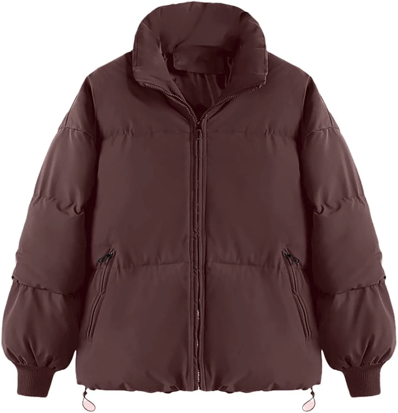 Women's Winter Cropped Puffer Jacket with Hood Waterproof Short Warm Quilted Jacket Puffy Bubble Coat Down Outerwear