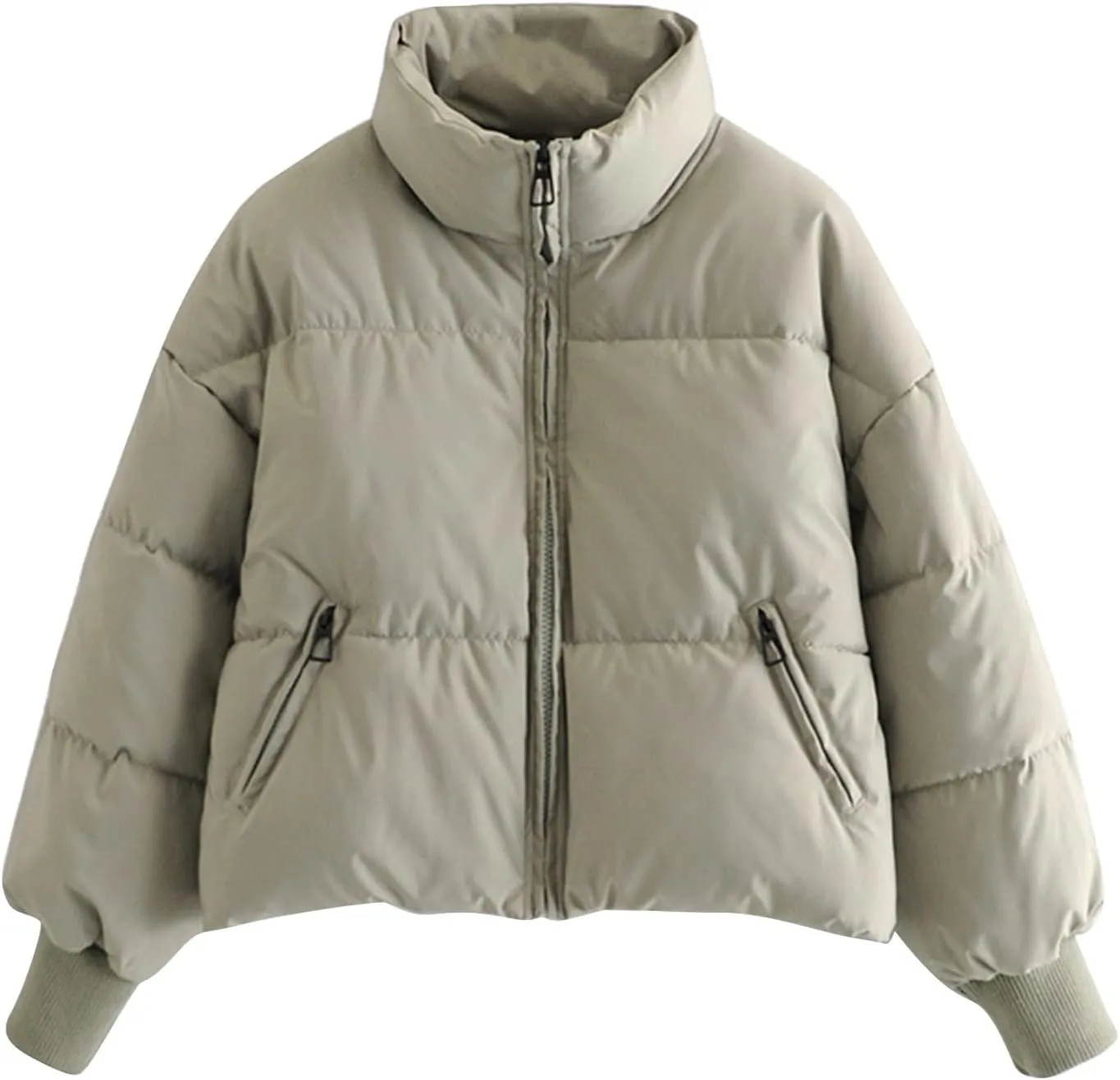 Women's Winter Cropped Puffer Jacket with Hood Waterproof Short Warm Quilted Jacket Puffy Bubble Coat Down Outerwear