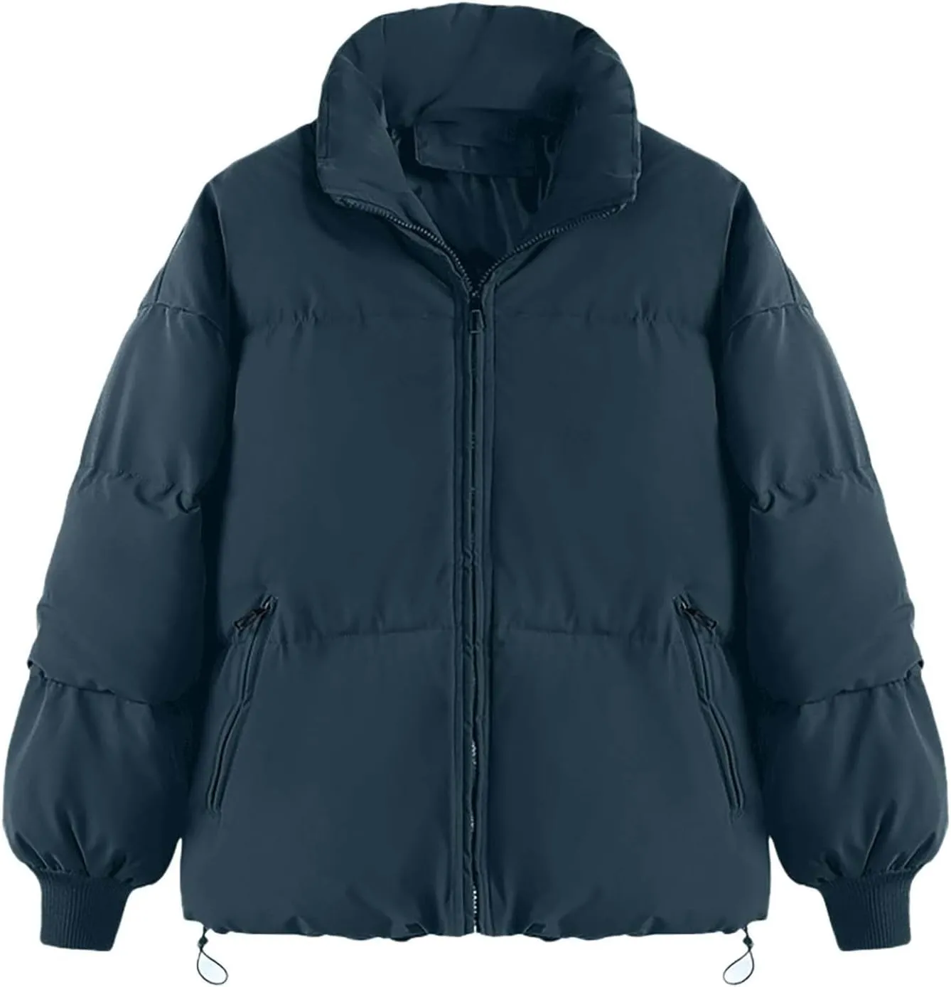 Women's Winter Cropped Puffer Jacket with Hood Waterproof Short Warm Quilted Jacket Puffy Bubble Coat Down Outerwear