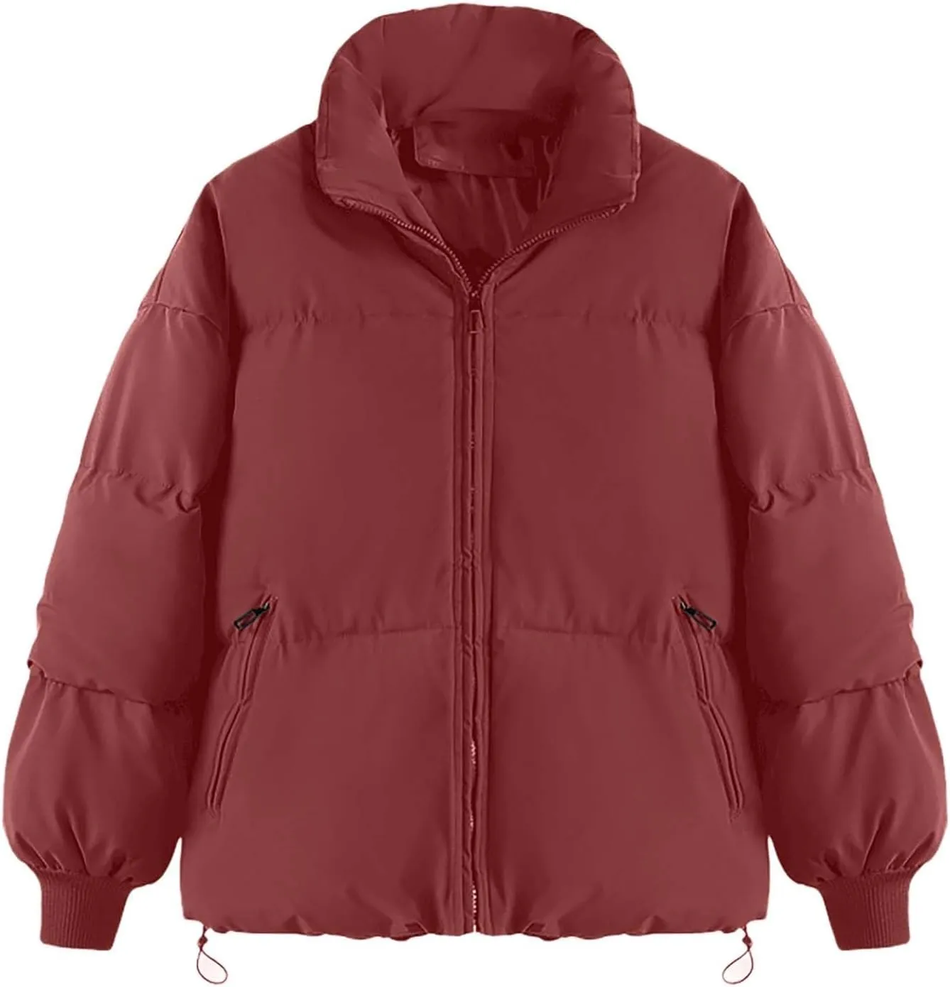 Women's Winter Cropped Puffer Jacket with Hood Waterproof Short Warm Quilted Jacket Puffy Bubble Coat Down Outerwear