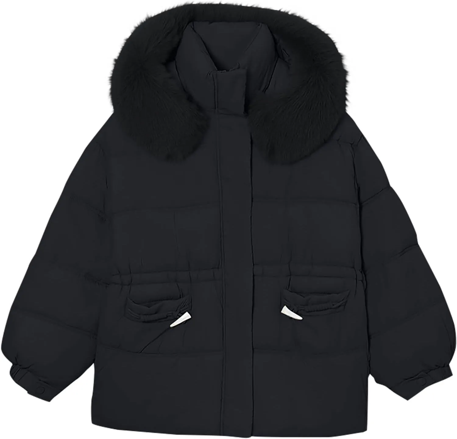 Women's Winter Puffer Coats Warm Windproof Padded Jackets Casual Snow Parka Military Trench Coats With Faux Fur Hood