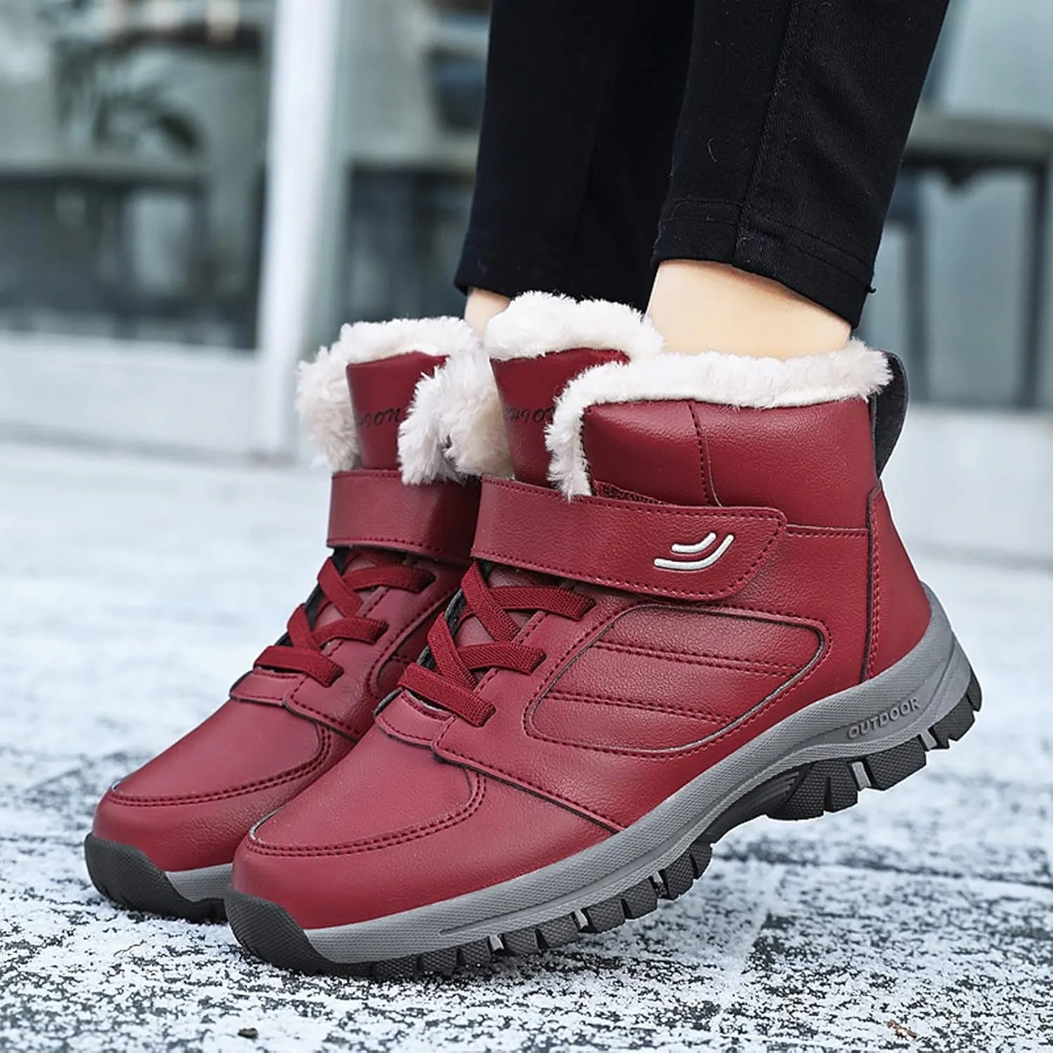Womens Winter Snow Boots Wide Width Women Snow Boots Tall Women Winter Boots Slip on 8.5 Winter Dress Boots for Women Low Heel Botas Para Trabajo De Invierno Mujeres