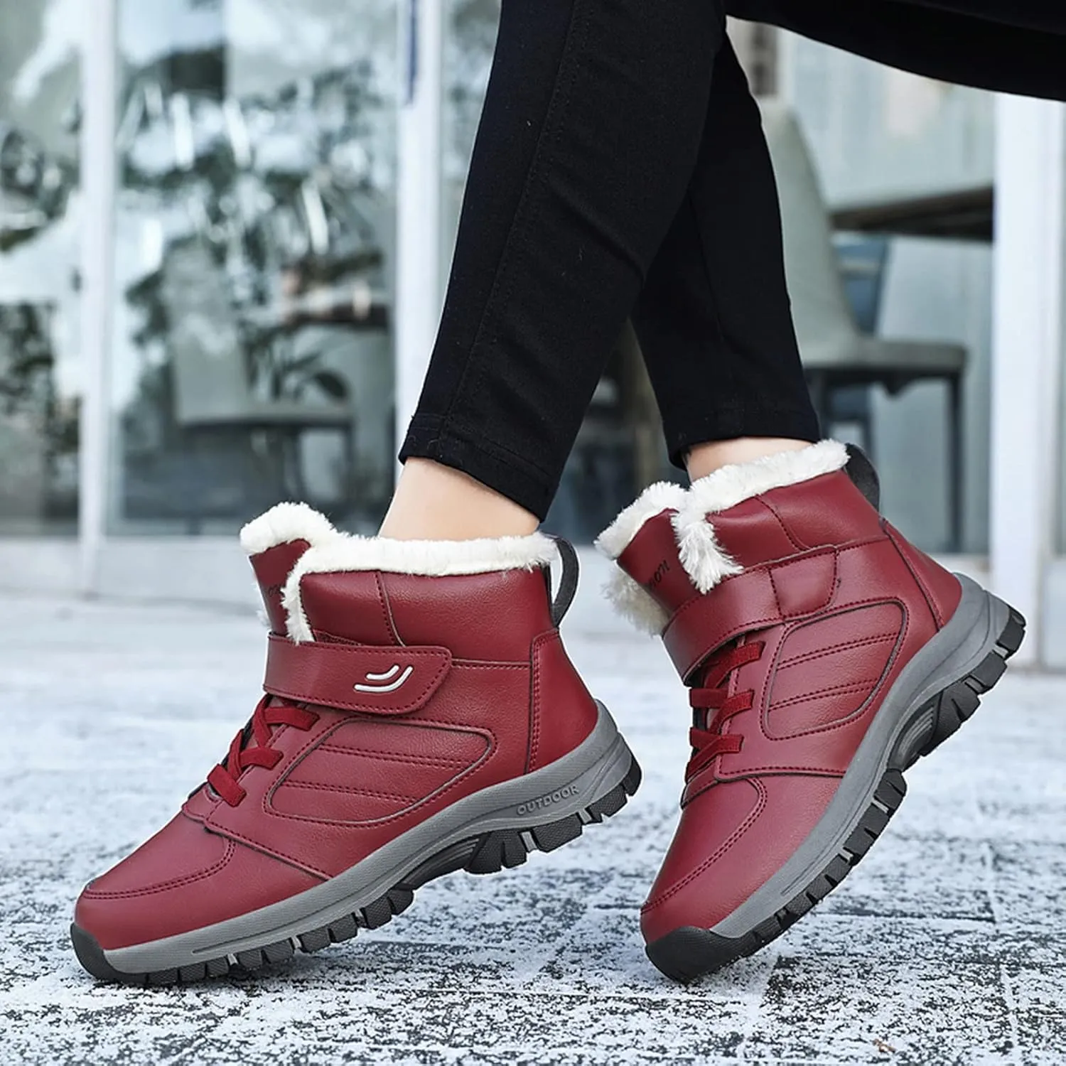 Womens Winter Snow Boots Wide Width Women Snow Boots Tall Women Winter Boots Slip on 8.5 Winter Dress Boots for Women Low Heel Botas Para Trabajo De Invierno Mujeres