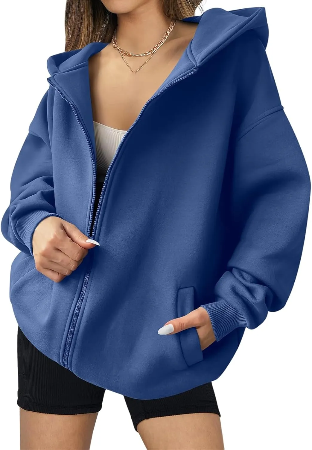 Womens Zip Up Hoodies Oversized Hooded Sweatshirt Casual Long Sleeve Jackets Coat Workout Tops Y2K Outfits