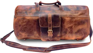 Wonder Care_ Leather Bag for Men Duffle Bag 22" / Mens Leather Travel Bag With Vintage Look Cross Body Leather Shoulder Bag for Business/Travel (Duffle Bag 22")