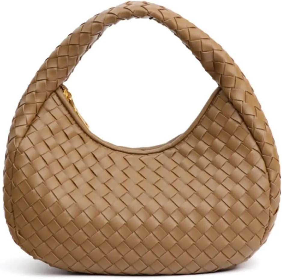 Woven Crossbody Bag for Women, Fashion Solid Color Shoulder Handbag Handmade Hobo Bags Vegan Leather Top Handle Clutch Purse