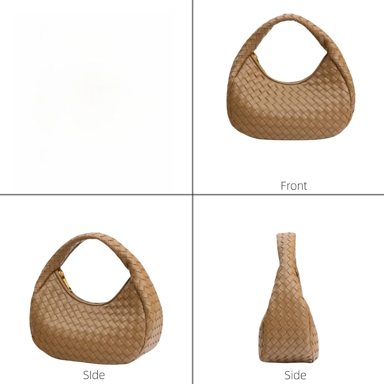 Woven Crossbody Bag for Women, Fashion Solid Color Shoulder Handbag Handmade Hobo Bags Vegan Leather Top Handle Clutch Purse