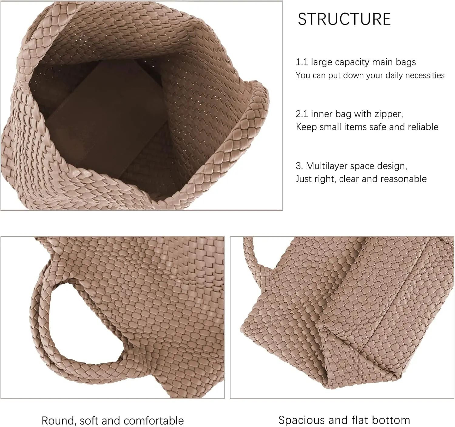 Woven Vegan Leather Handmade Tote for Women - Summer Beach Travel Hand Bag, Purse, Satchel Handbag