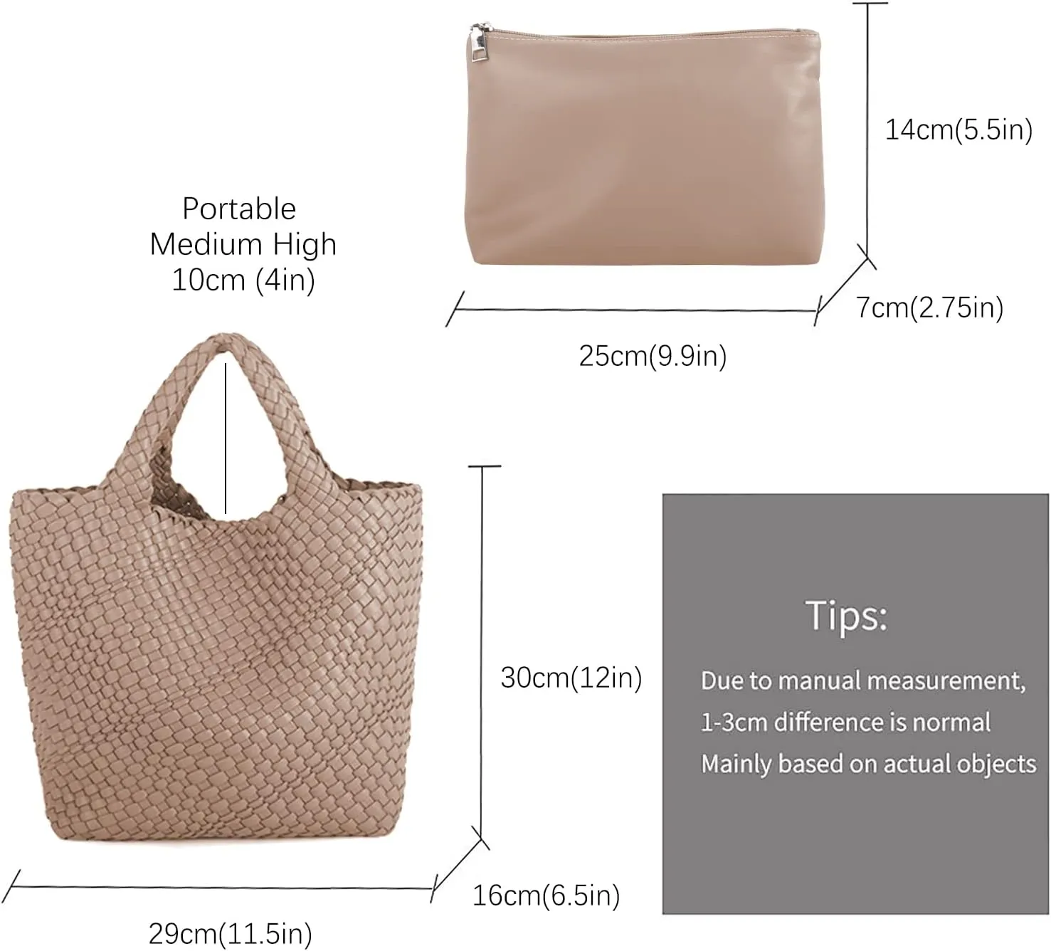 Woven Vegan Leather Handmade Tote for Women - Summer Beach Travel Hand Bag, Purse, Satchel Handbag