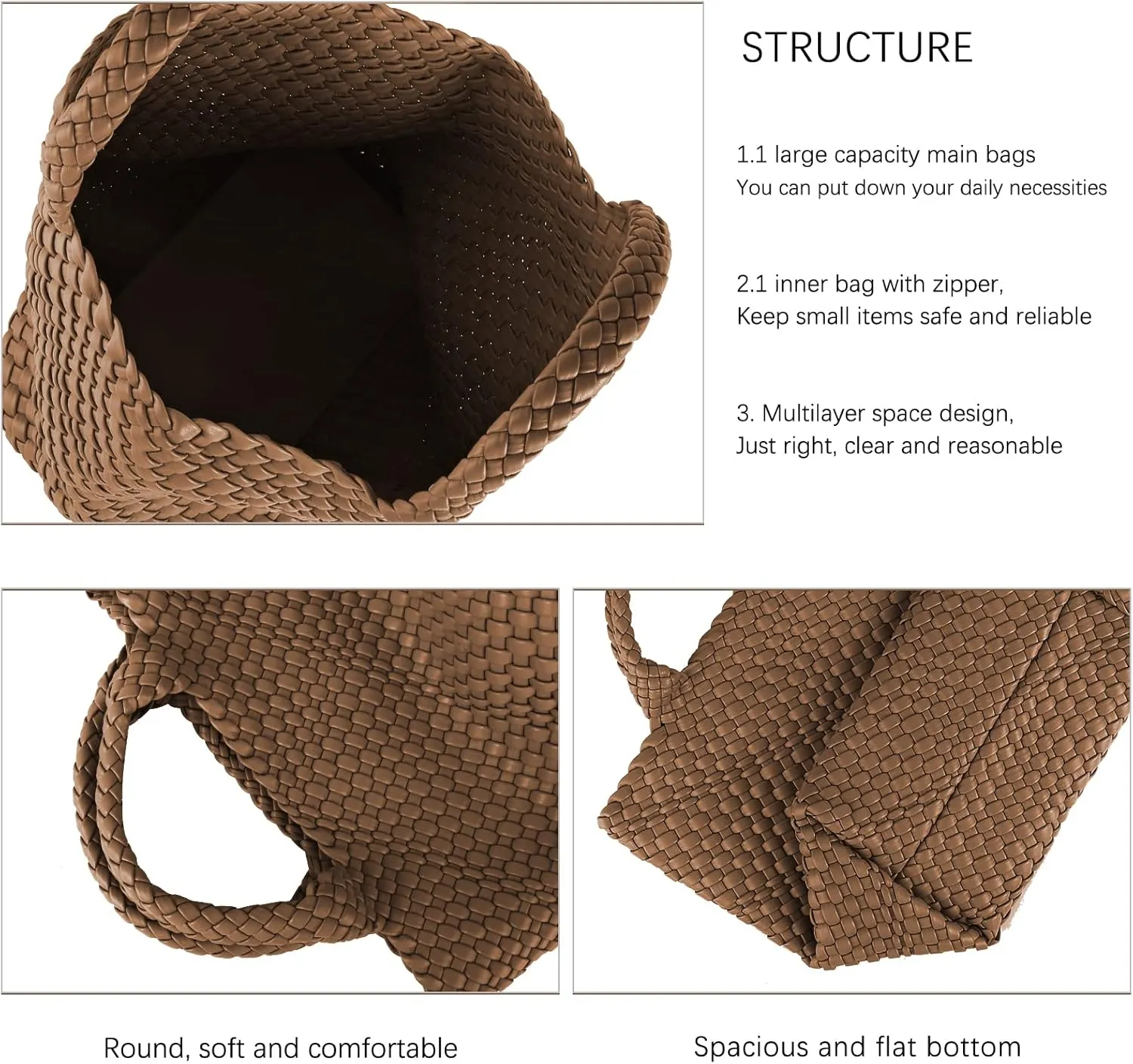 Woven Vegan Leather Handmade Tote for Women - Summer Beach Travel Hand Bag, Purse, Satchel Handbag