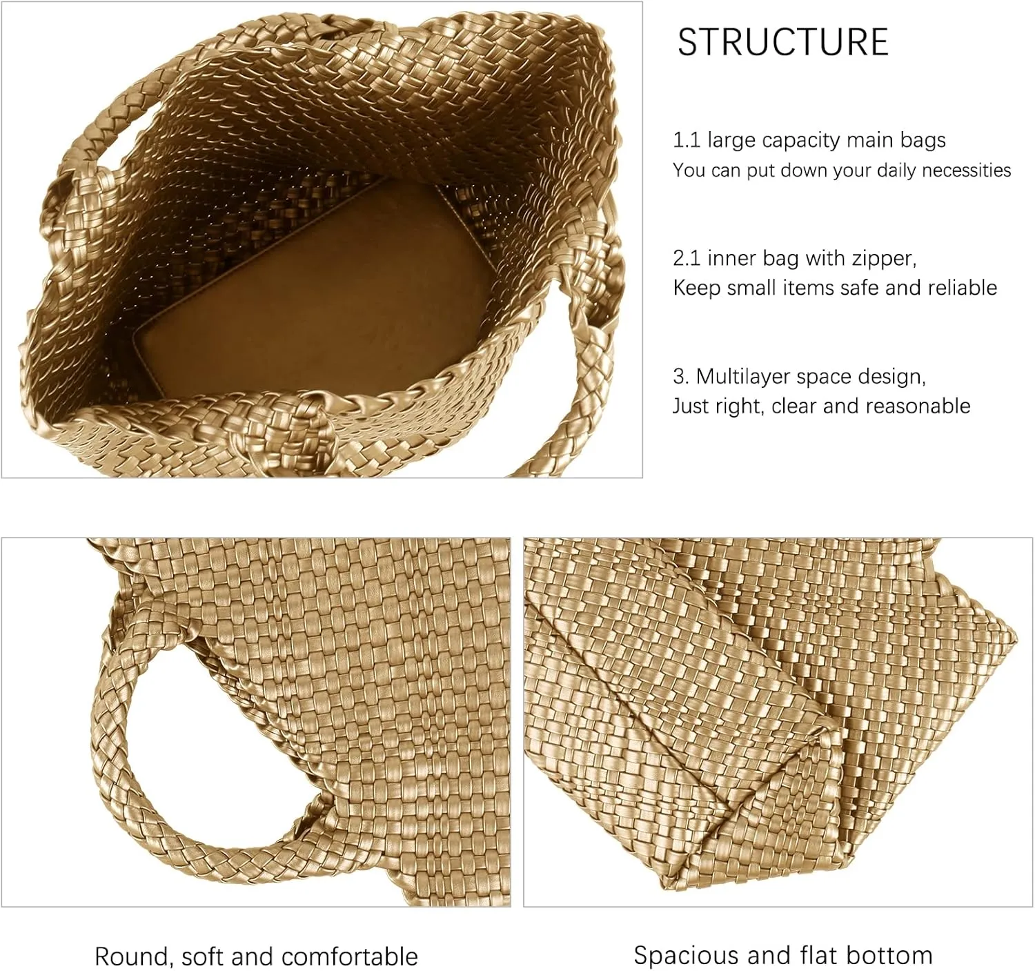 Woven Vegan Leather Handmade Tote for Women - Summer Beach Travel Hand Bag, Purse, Satchel Handbag
