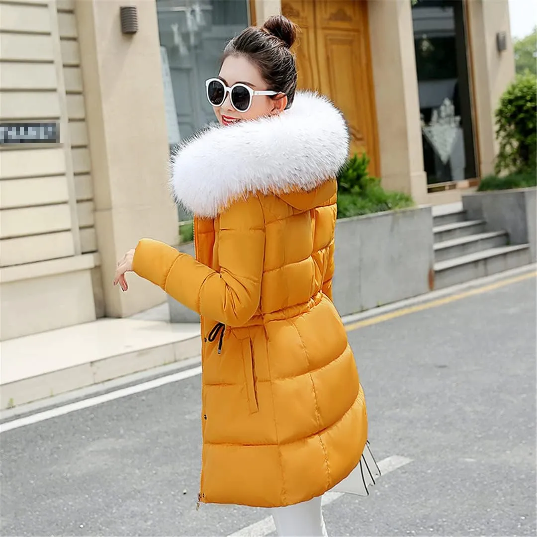 Wvapzxx Winter Women Jacket Hooded Cotton Padded Coat Warm Long Outwear Parka